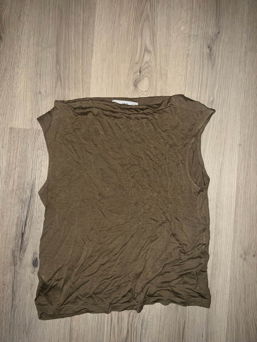 Mango Brown Asymmetric Fallen Shoulder Relaxed Tank Top Size L